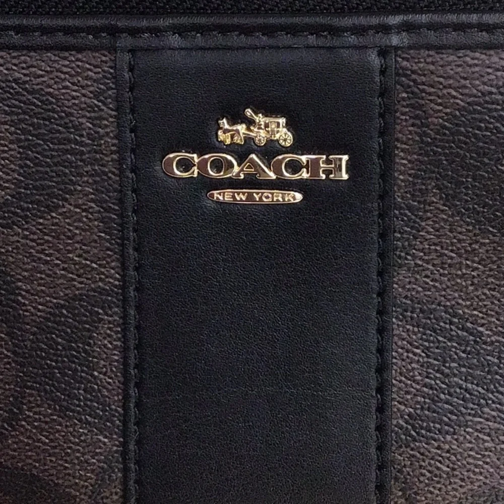 COACH BLACK/BROWN COACH ACCORDION ZIP WALLET IN SIGNATURE CANVAS - Picture 9 of 11